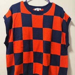 Checkered Orange and Blue Women's Sweatshirt